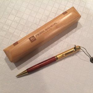 Pierre Balmain Paris Ball Point Wooden Pen in Wood with wood case. New no tags